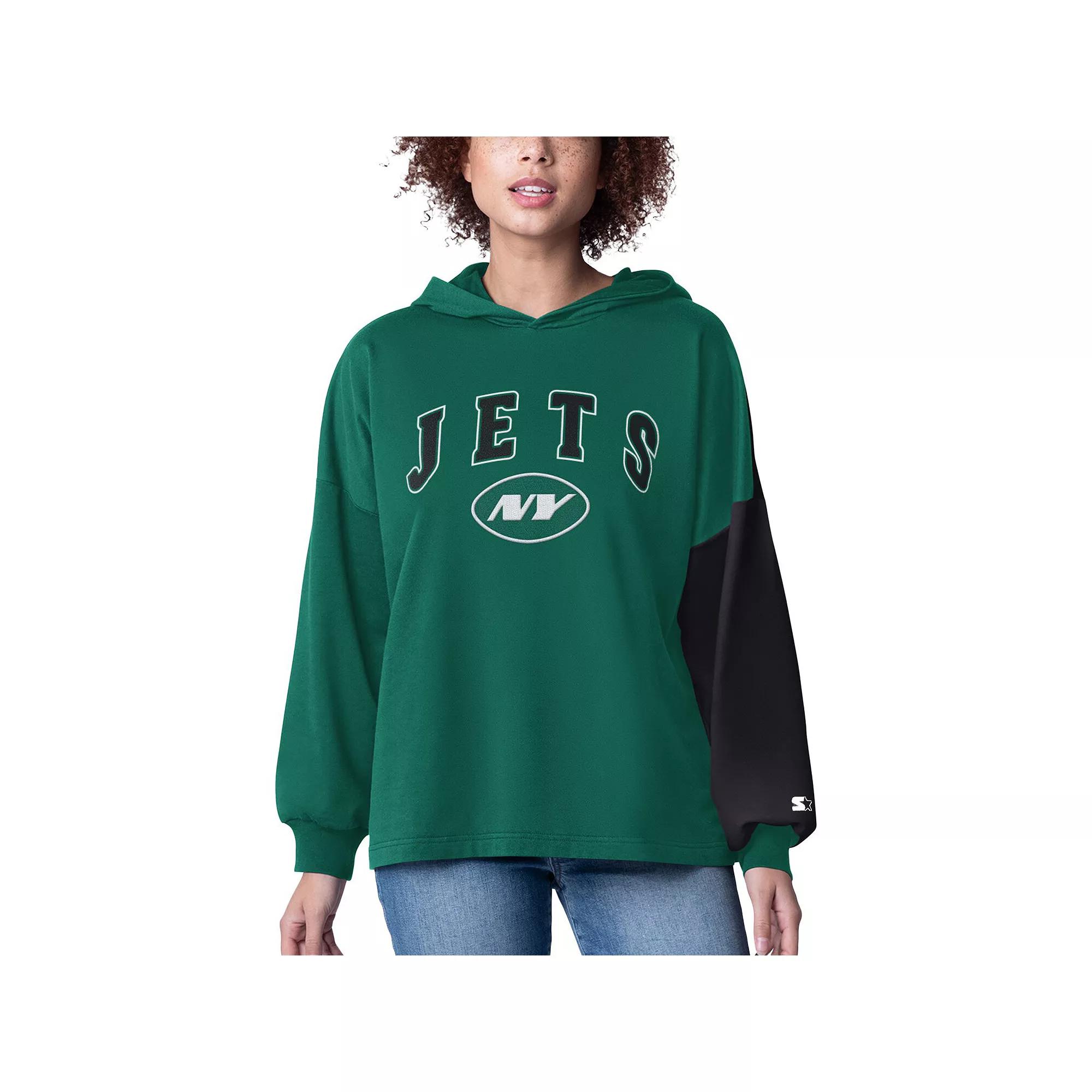 Women's Starter Green New York Jets Power Move Long Sleeve Pullover Hoodie,  Product Image