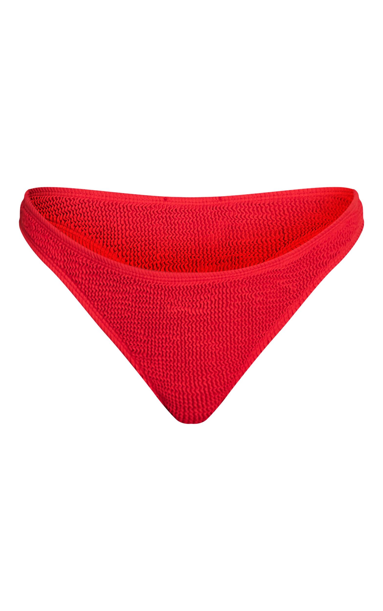 Red Crinkle High Waist Tanga Bikini Bottoms Product Image