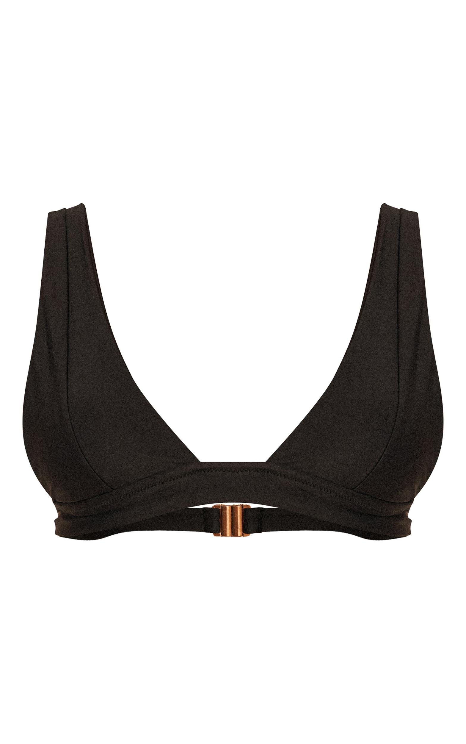 Black Plunge Triangle Seam Detail Bikini Top Product Image