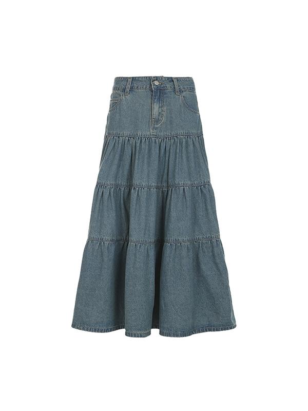 Low-Waisted Old-Fashioned Holiday Style Maxi Skirt Product Image