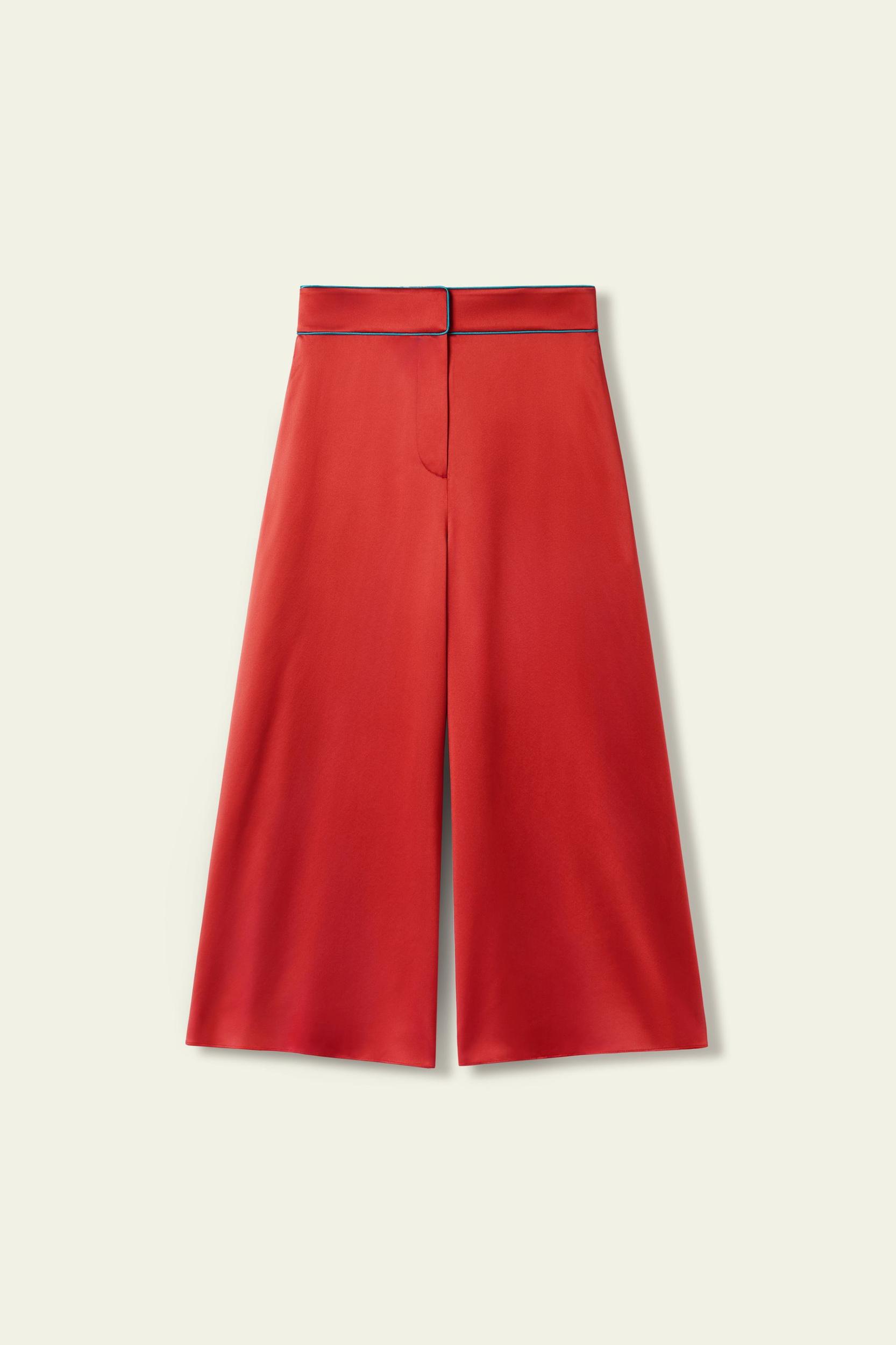 LILYSILK x Elizabeth Womens Capri Trousers Silk - Brick Red 100% OEKO Silk - Comfortable Wide Leg Pants 16 Product Image