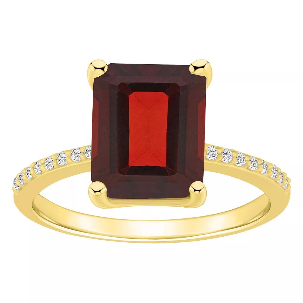 Alyson Layne 14k Gold Emerald Cut Gemstone 1/10 Carat T.W. Diamond Ring, Women's, Size: 7, Red Product Image