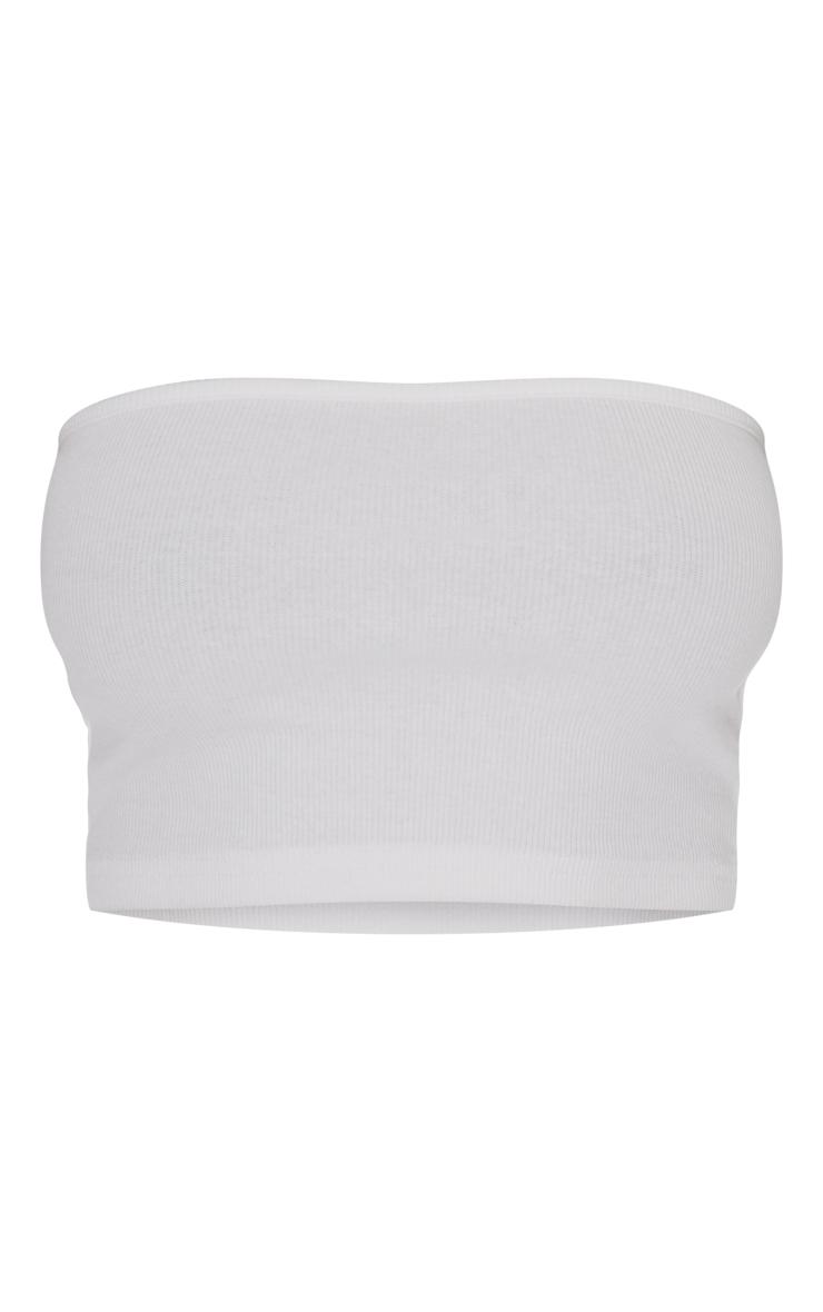  White Soft Basic Ribbed Bandeau Crop Top Product Image