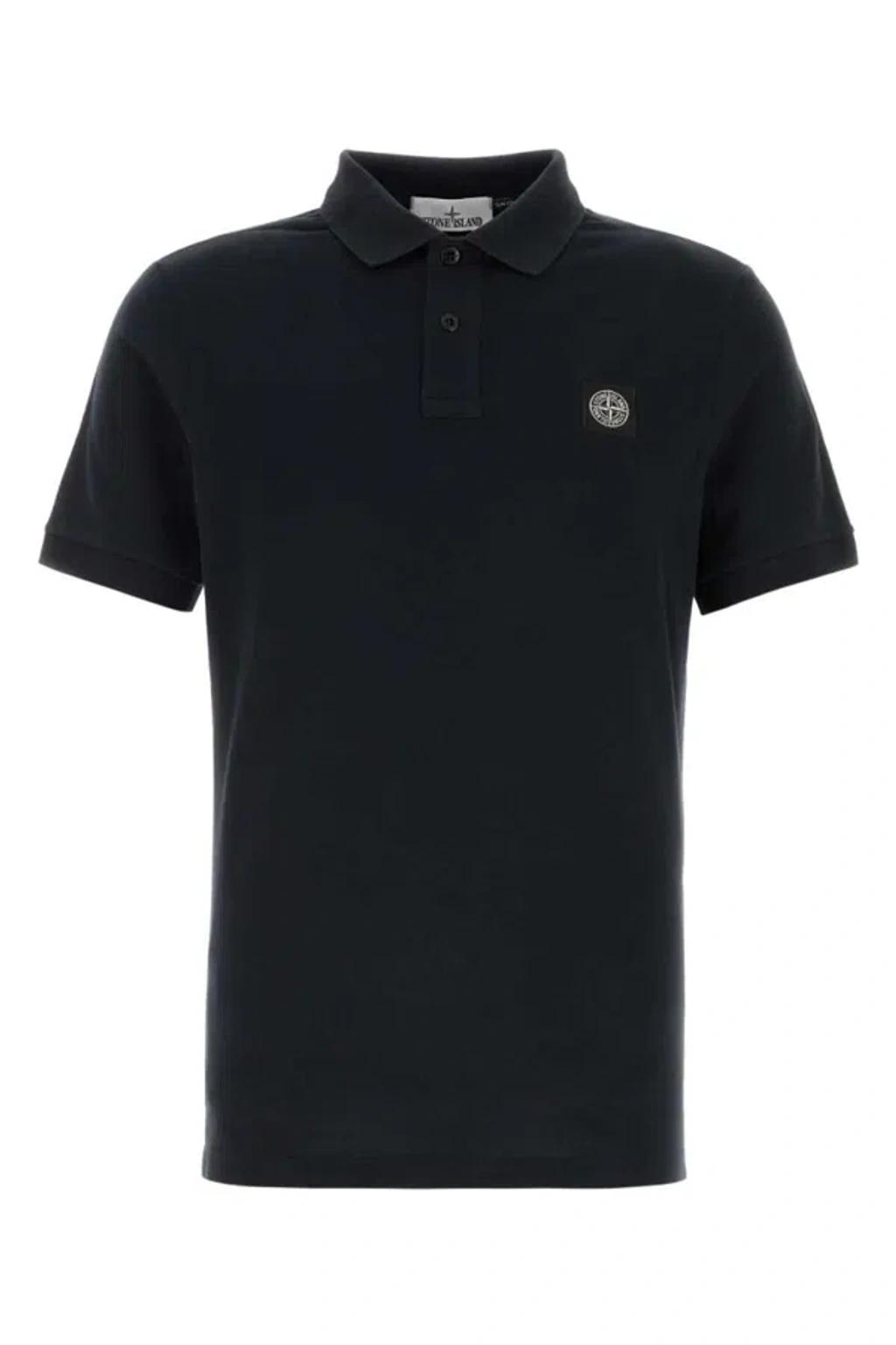 STONE ISLAND Mens Black Brand-patch Regular-fit Stretch-cotton Polo Shirt Xl Product Image