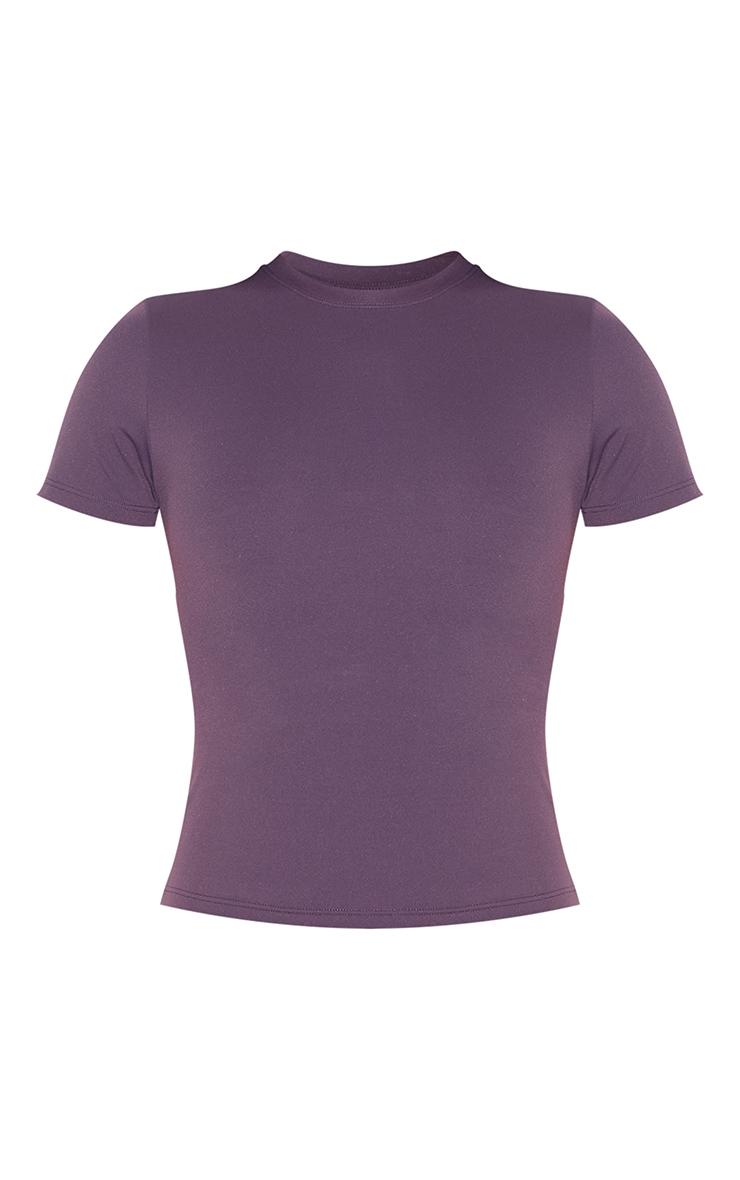 Dark Plum Sculpt Short Sleeve Longline Gym Top Product Image