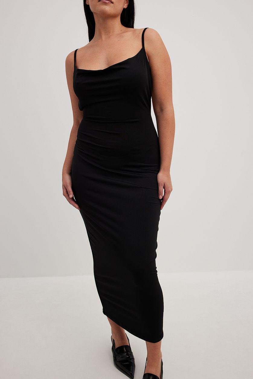 Cowl Neck Maxi Dress Black Product Image