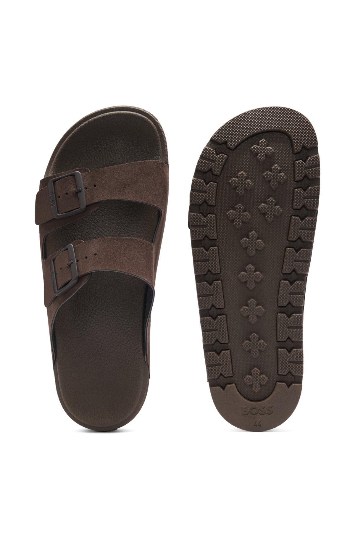 Two-strap slides with branded buckles Product Image