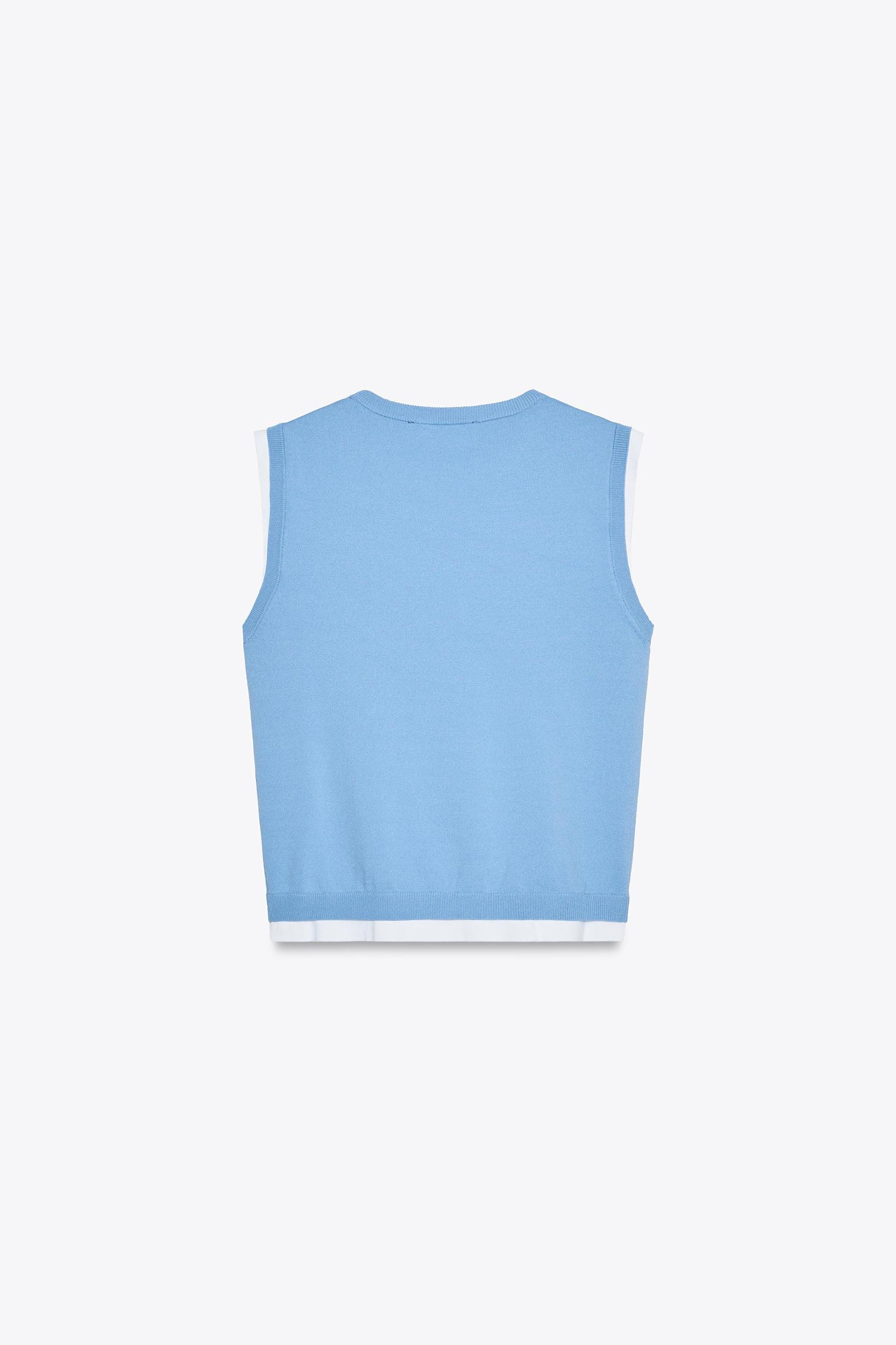 DOUBLE LAYER TRIM KNIT TOP Product Image