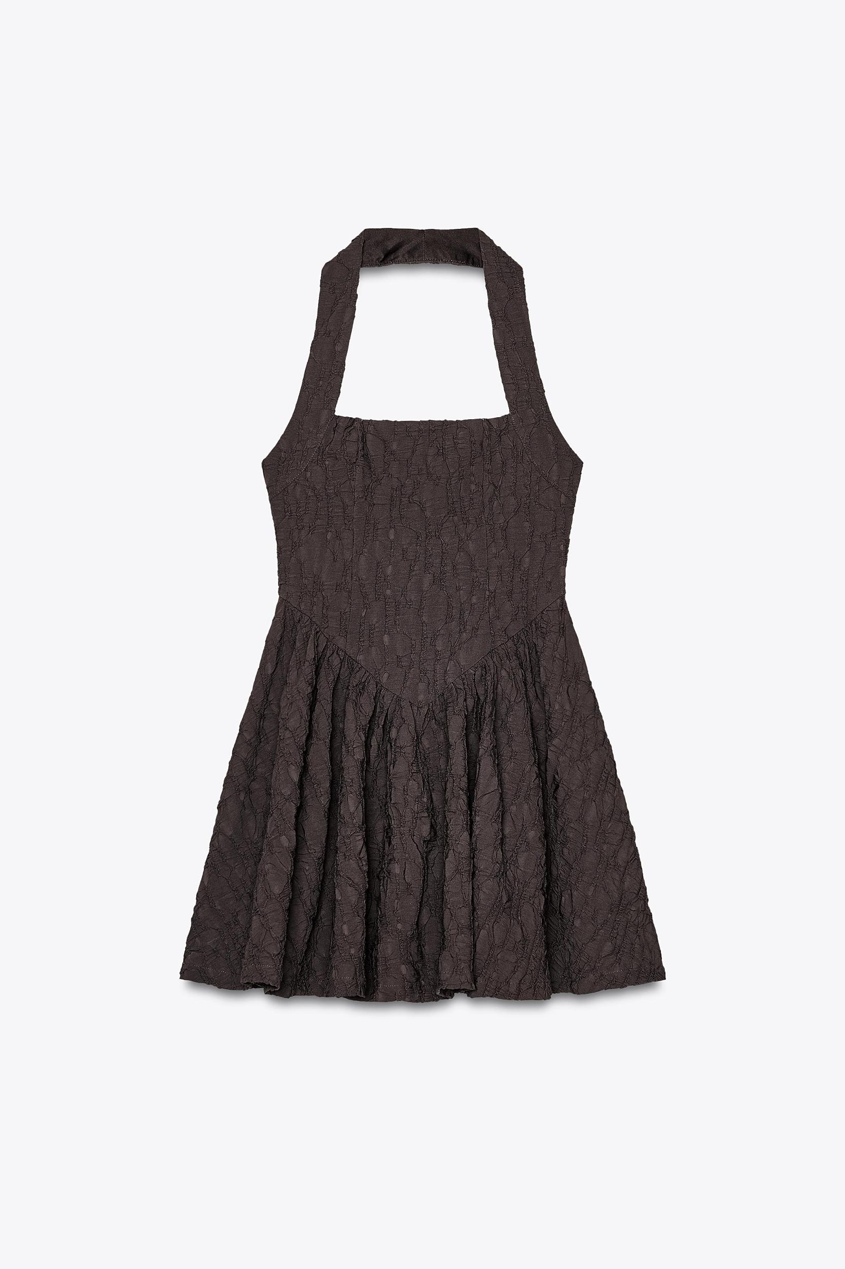 TEXTURED HALTER DRESS Product Image