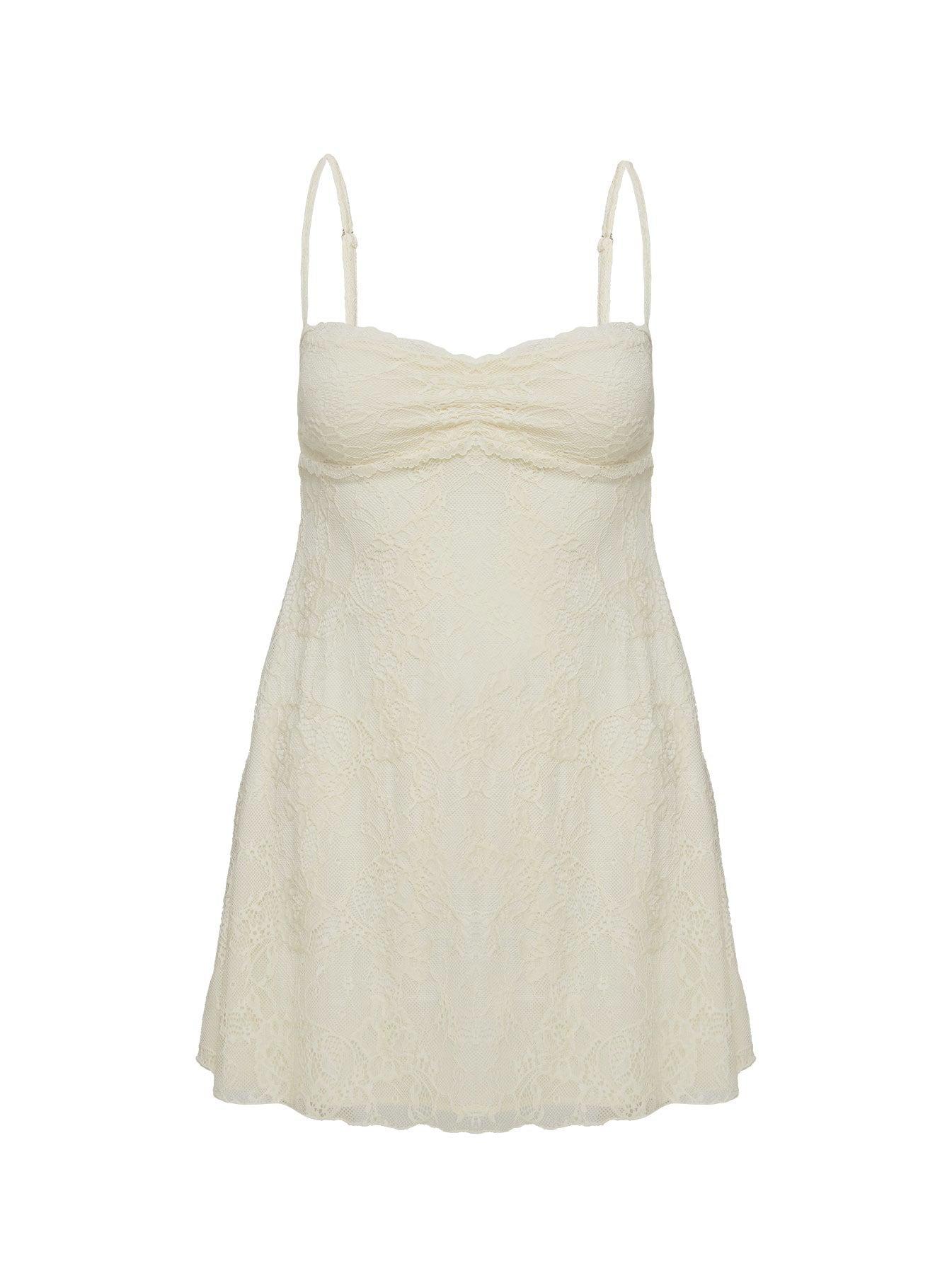 Cruel Summer Lace Mini Dress Cream Product Image