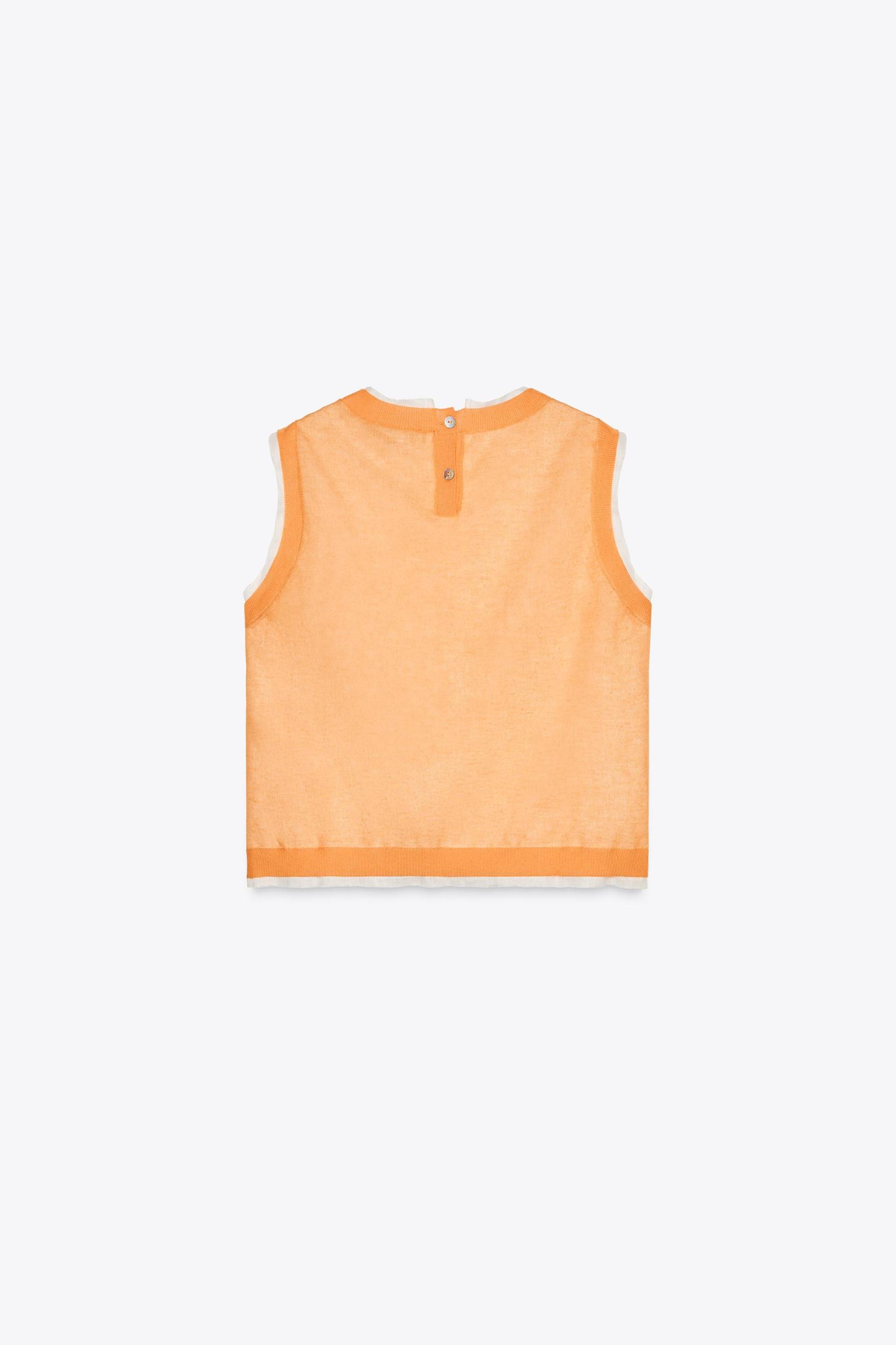 DOUBLE LAYER KNIT LINEN BLEND TOP Product Image