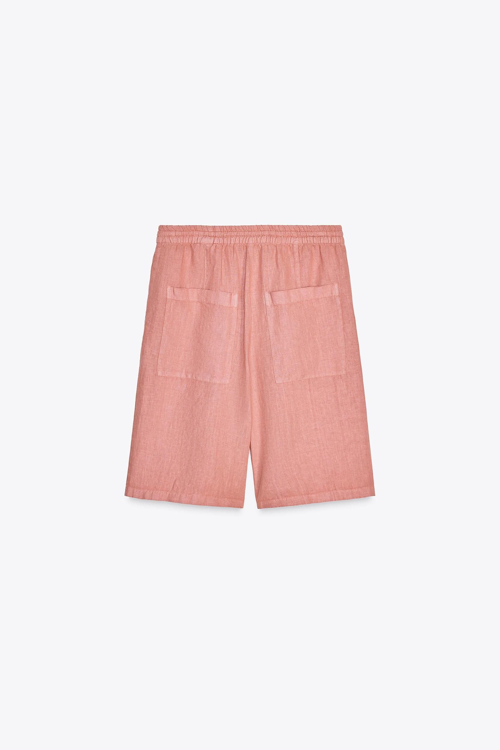ZW COLLECTION 100% LINEN LONG BERMUDA SHORTS Product Image