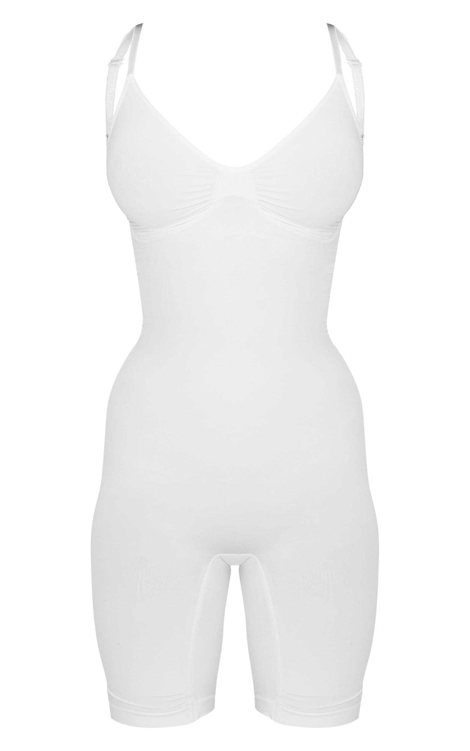 White Mid Thigh Shapewear Bodysuit Product Image