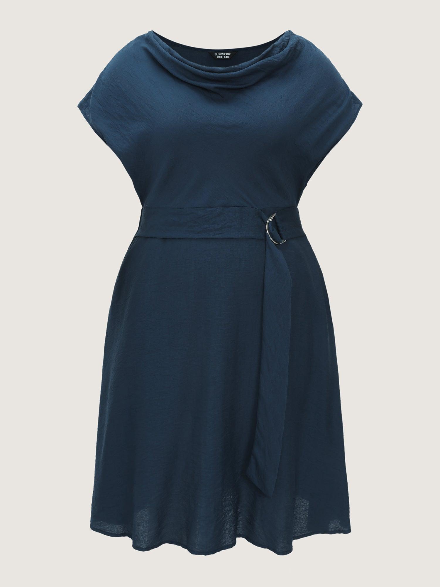 Draped Cowl Neckline Plain Midi Dress Female Product Image