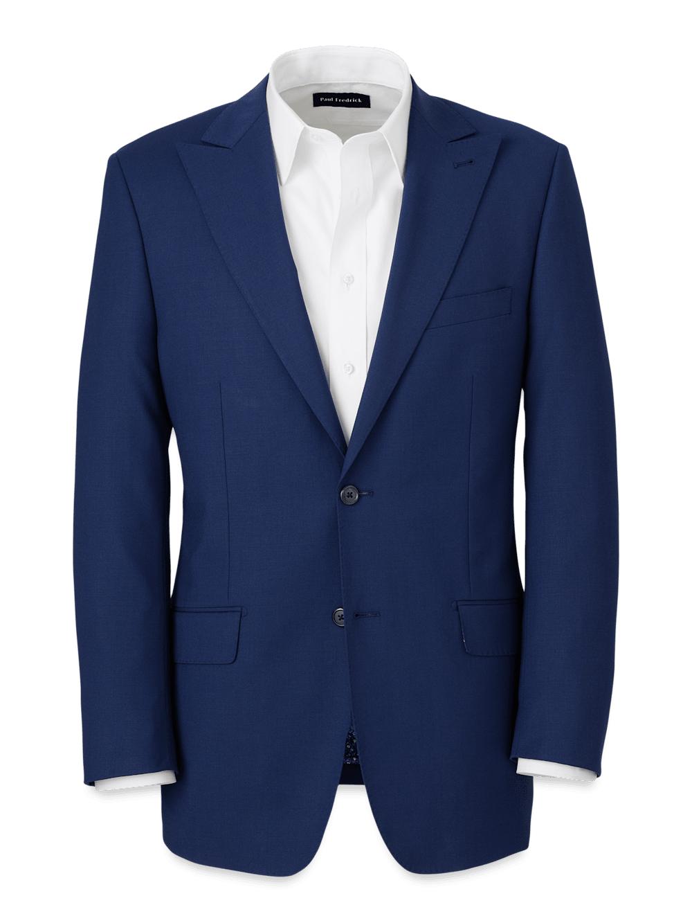 Wool Stretch Bengaline Peak Lapel Suit Jacket - Blue Product Image