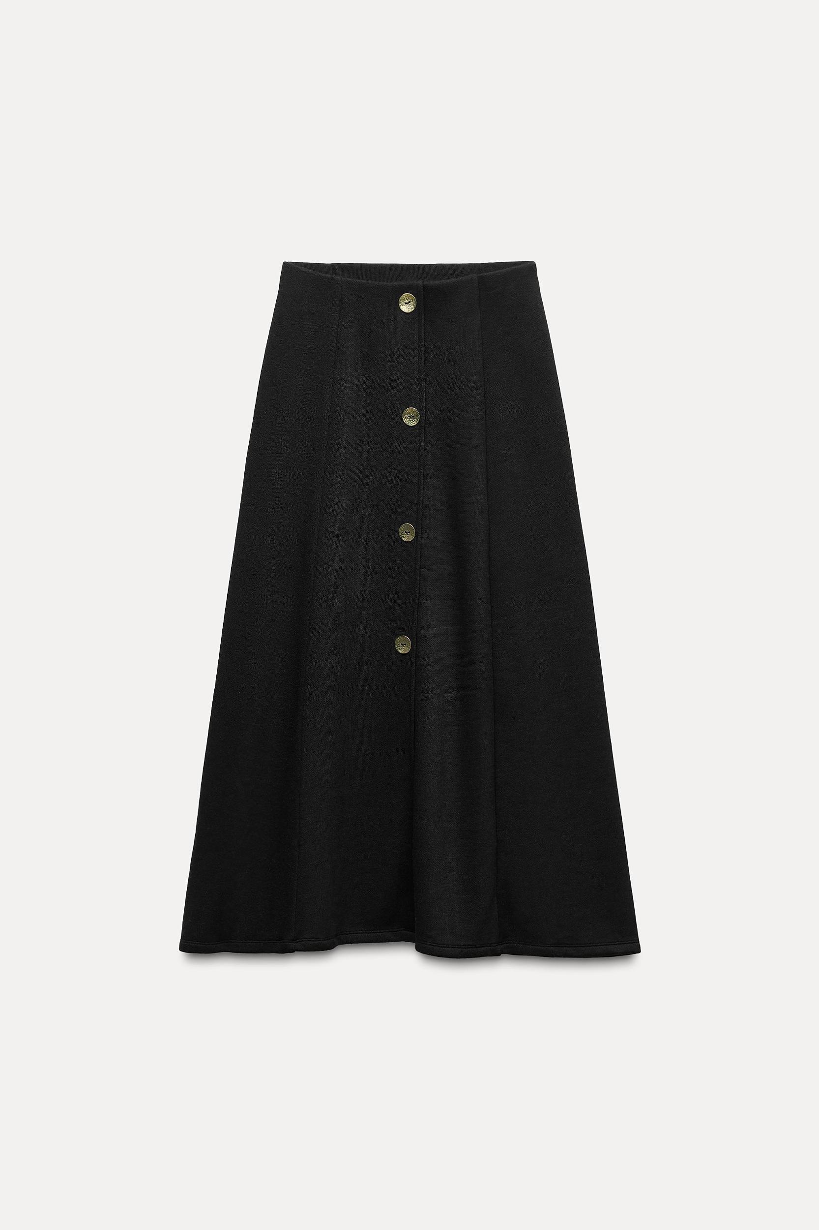 SOFT BUTTON MIDI SKIRT Product Image