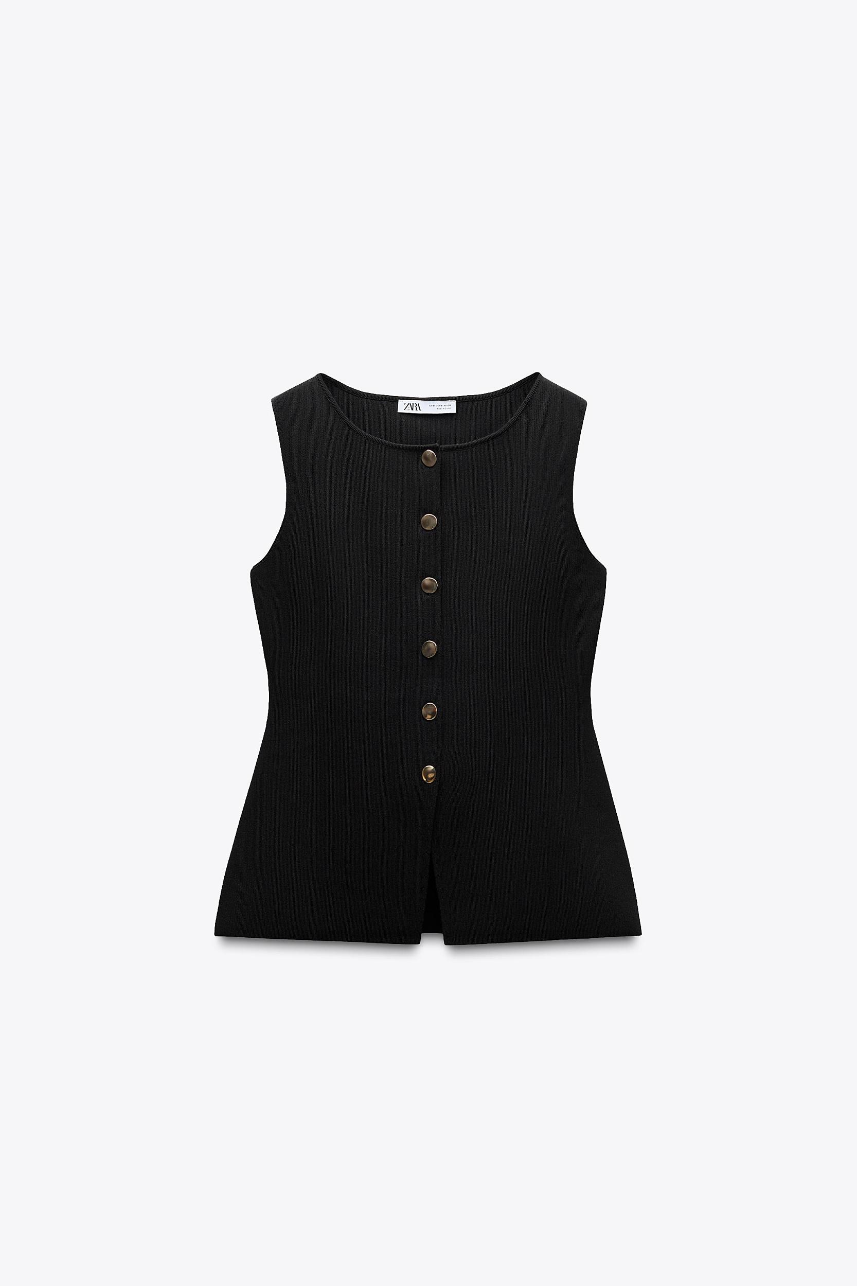GOLD BUTTON KNITTED VEST TOP Product Image