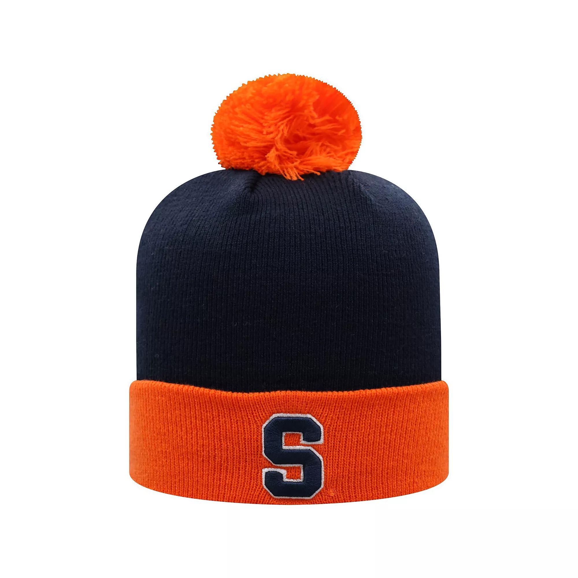 Men's Top of the World Navy/Orange Syracuse Orange Core 2-Tone Cuffed Knit Hat with Pom, Blue Product Image