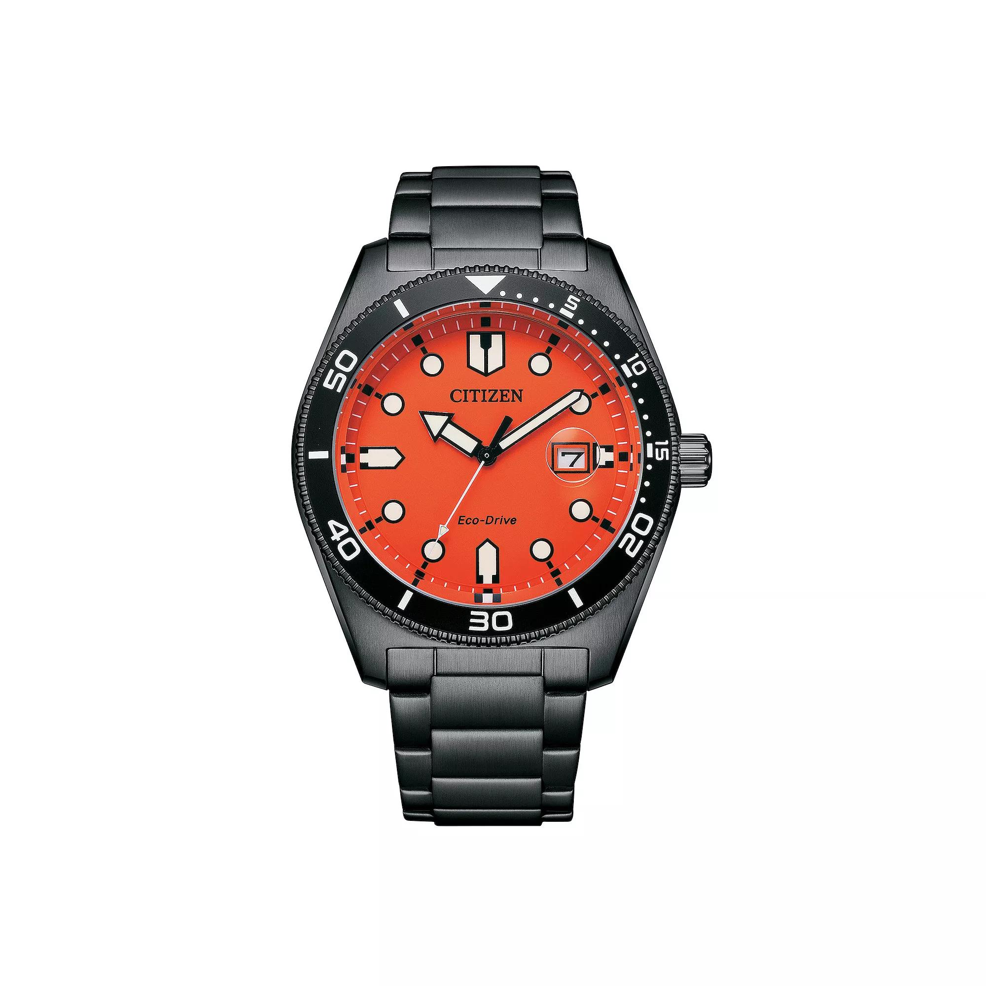 Citizen Mens Eco-Drive Marine Black Ion-Plated Stainless Steel Bracelet Watch - AW1765-88X Product Image