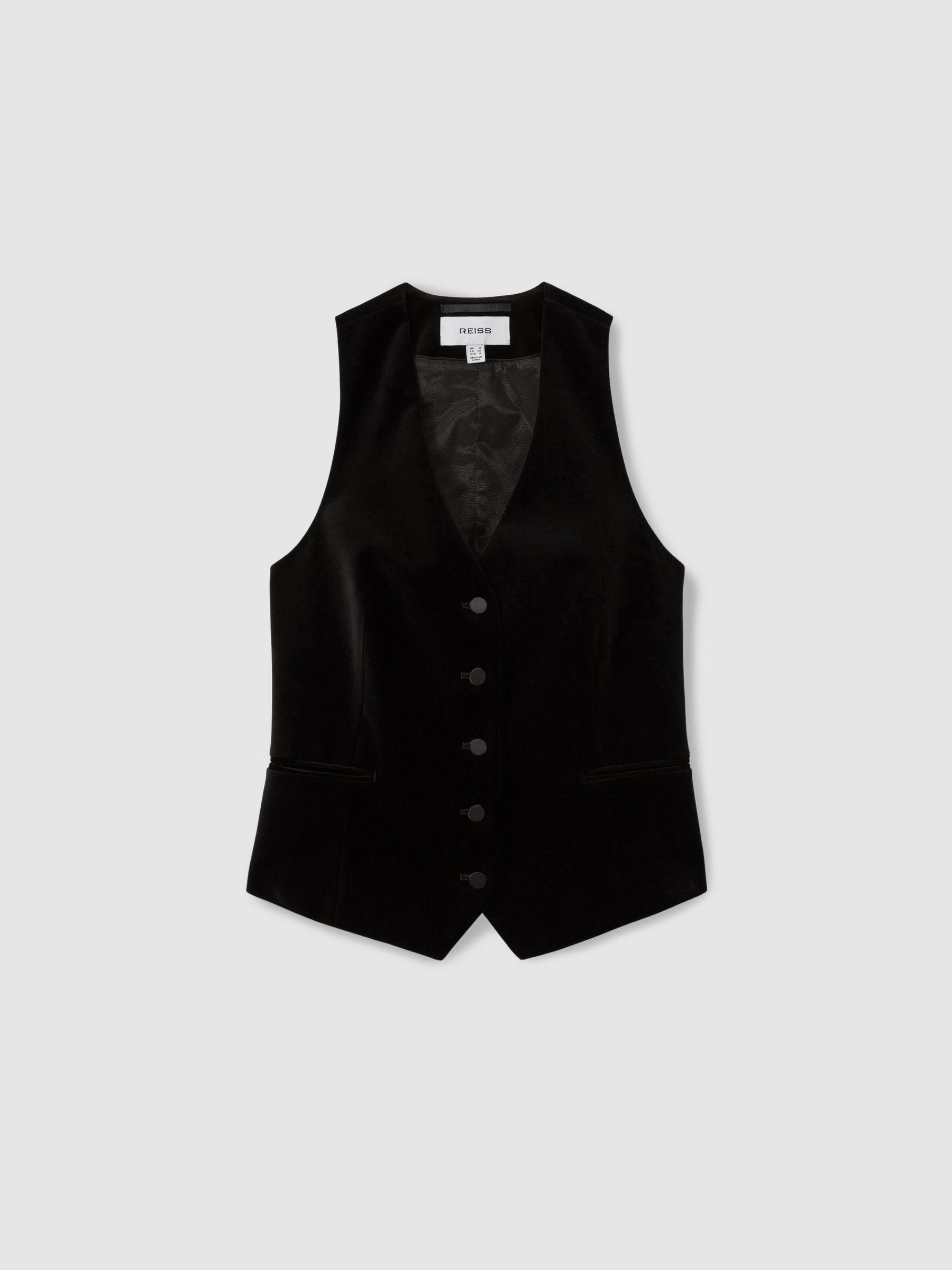 Parisa Black Velvet Single Breasted Suit Waistcoat Product Image