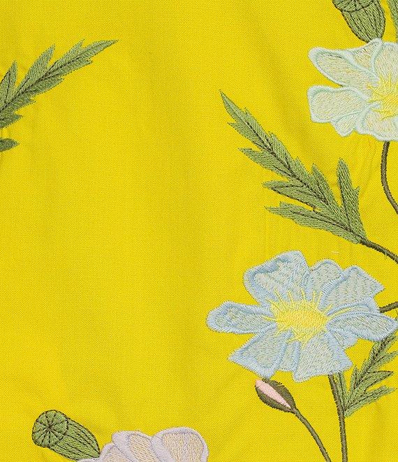 Fanm Mon Joe Floral Embroidered Crew Neck Short Sleeve Mini Dress Product Image