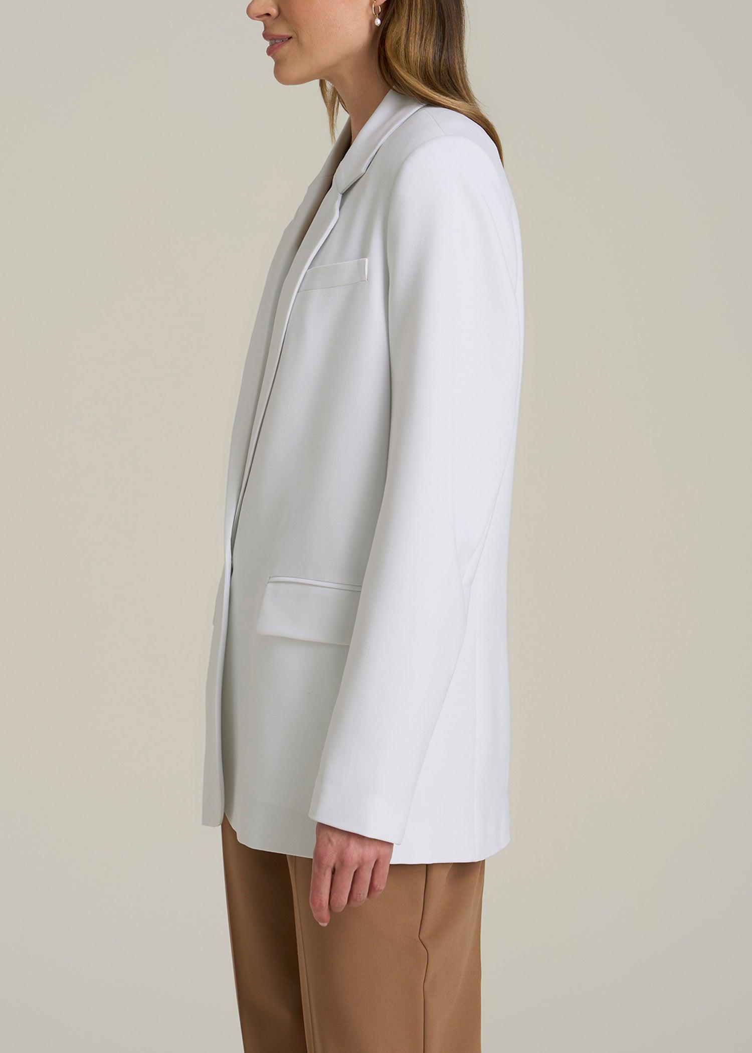 Boyfriend Fit Single-Button Blazer for Tall Women in Optic White Female Product Image