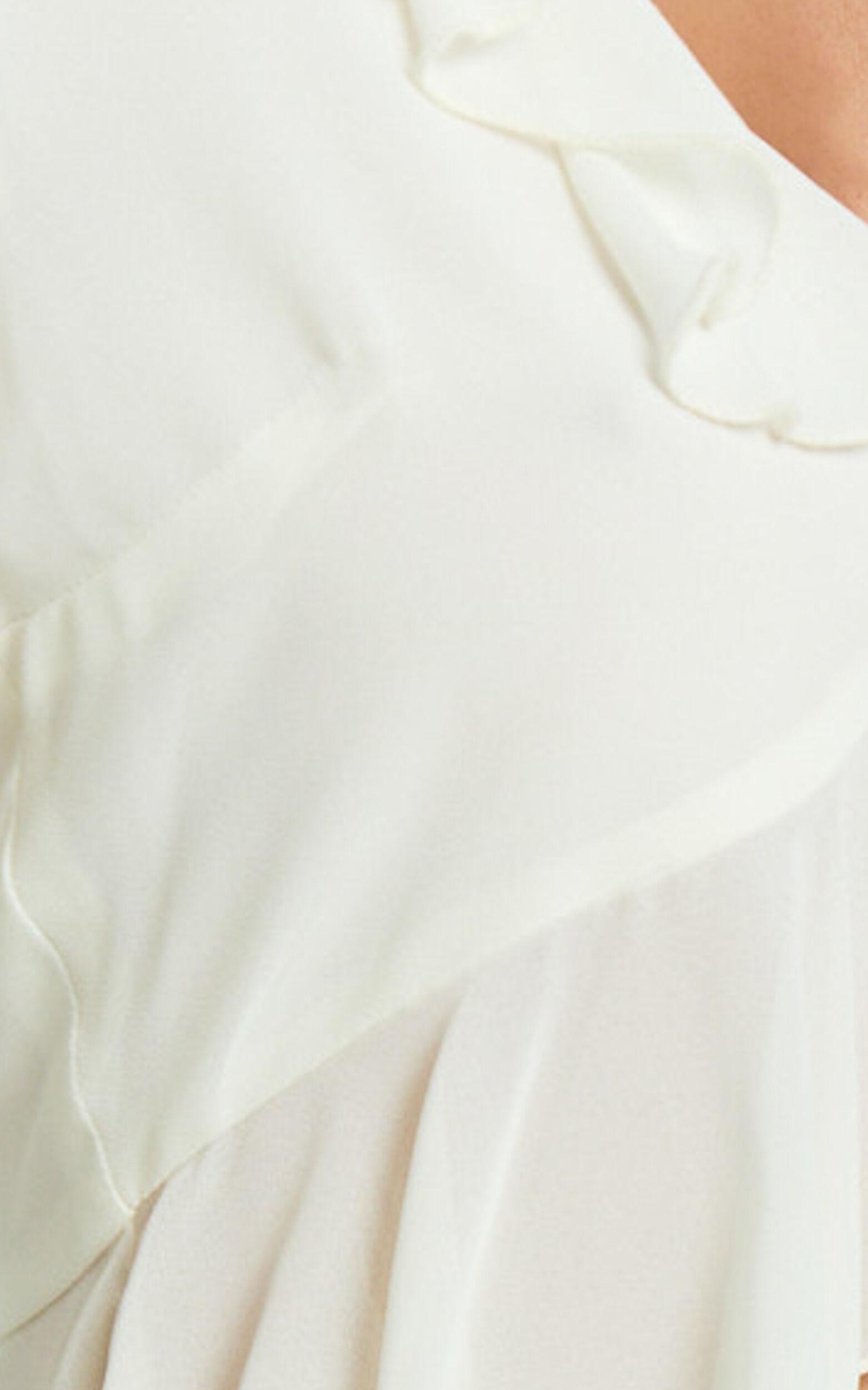 Shaunte Top - Tie Front Frill Top in Cream Product Image