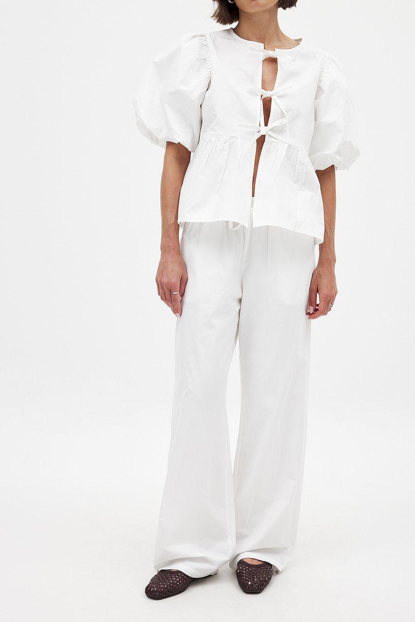 Elastic Waistband Cotton Pants Product Image