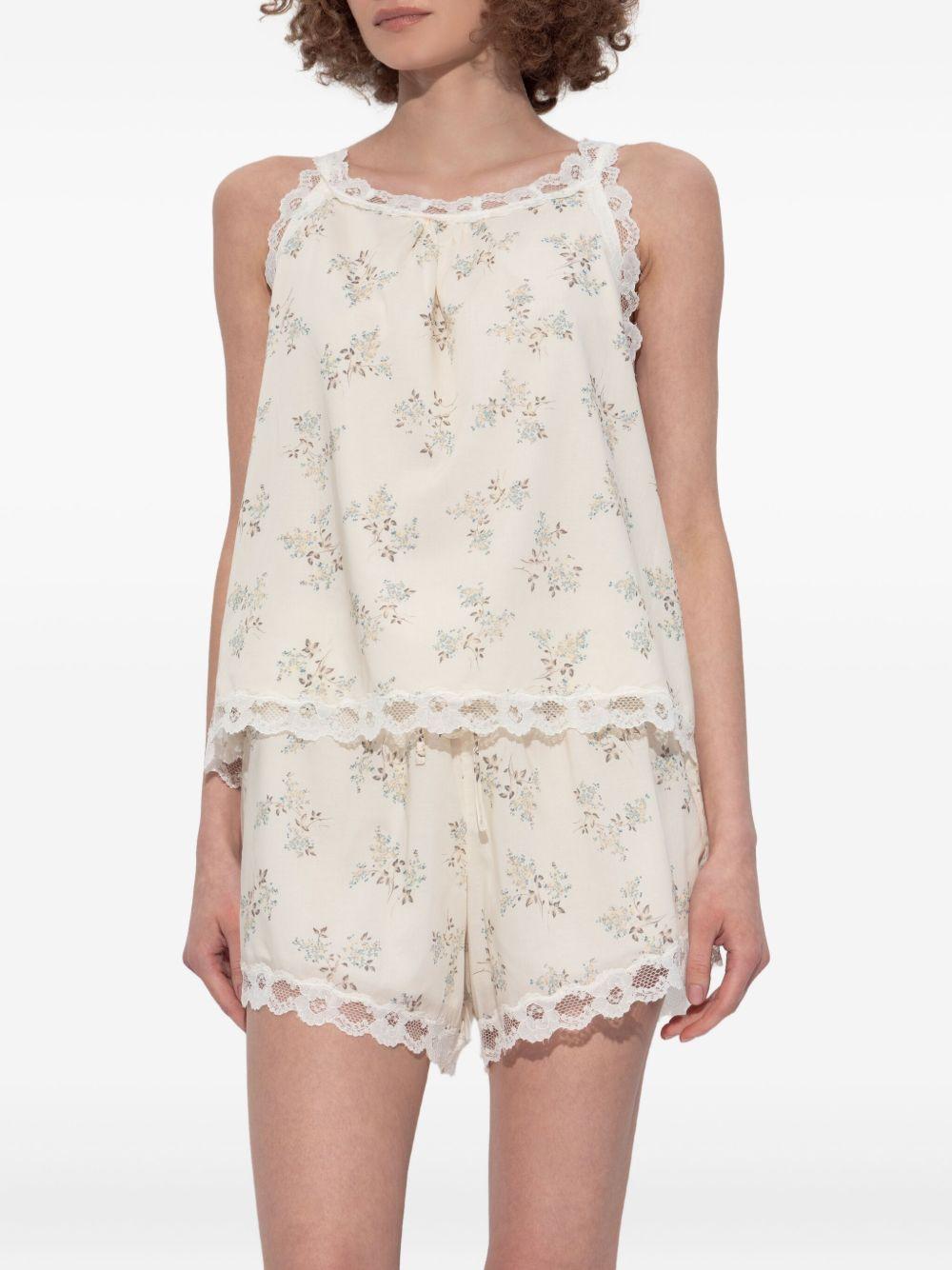 floral lace-trimmed top Product Image