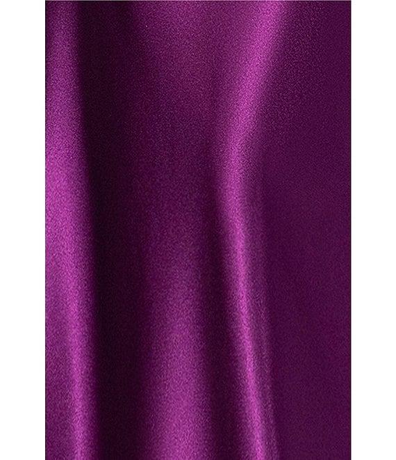 Betsy & Adam Charmeuse Halter Neck Sleeveless Back Bow Fit and Flare Gown Product Image