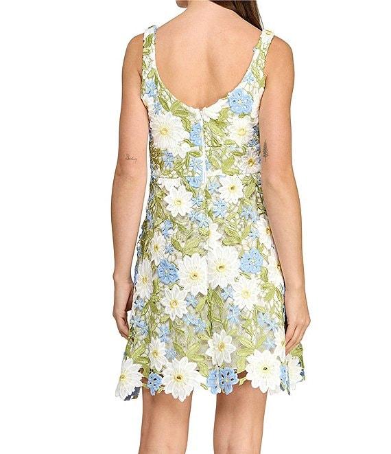 Layered With Love Gabriella 3D Floral Lace V Neck Sleeveless A-Line Mini Dress Product Image