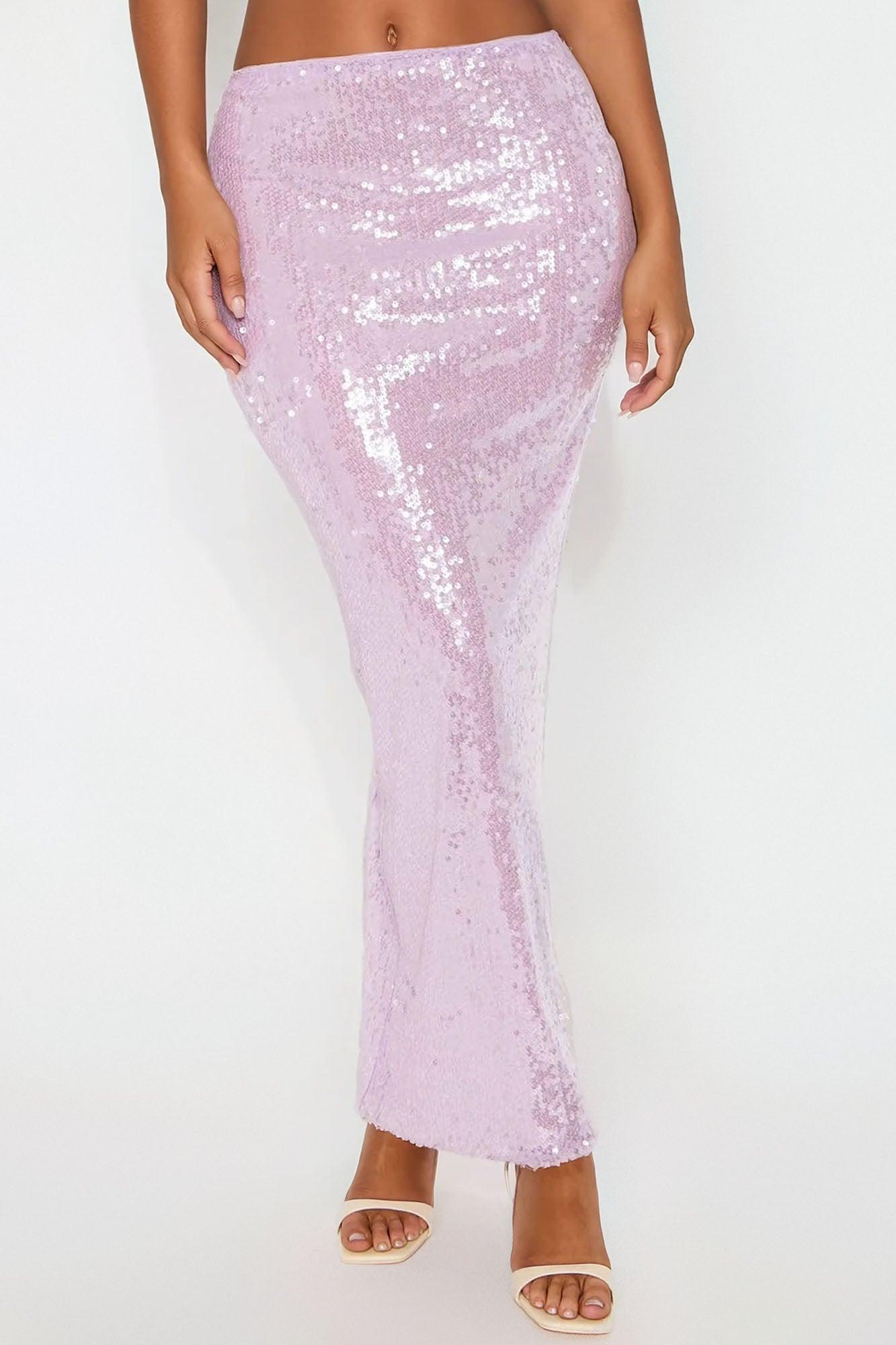Lila Sequin Maxi Skirt - Lavender Product Image