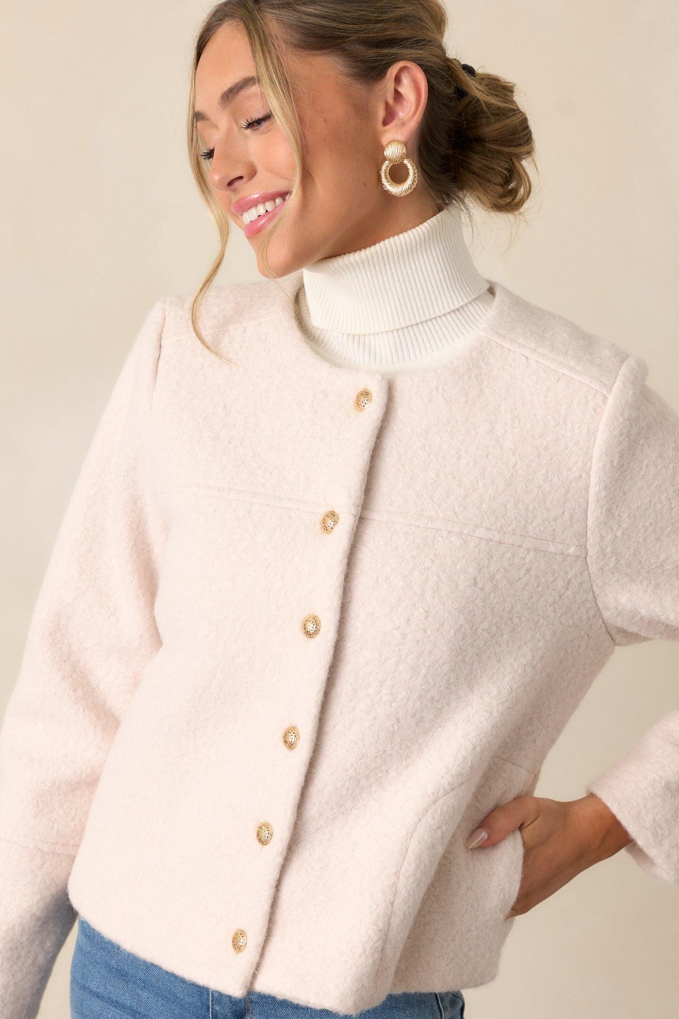 In My Heart Ivory Bouclé Jacket Product Image
