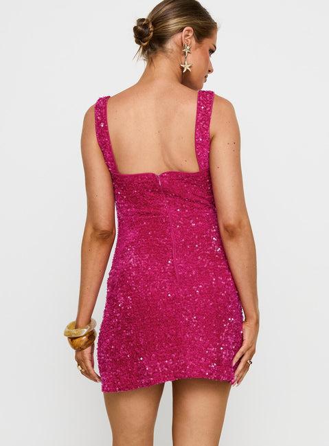 Centerfold Sequin Mini Dress Pink Product Image