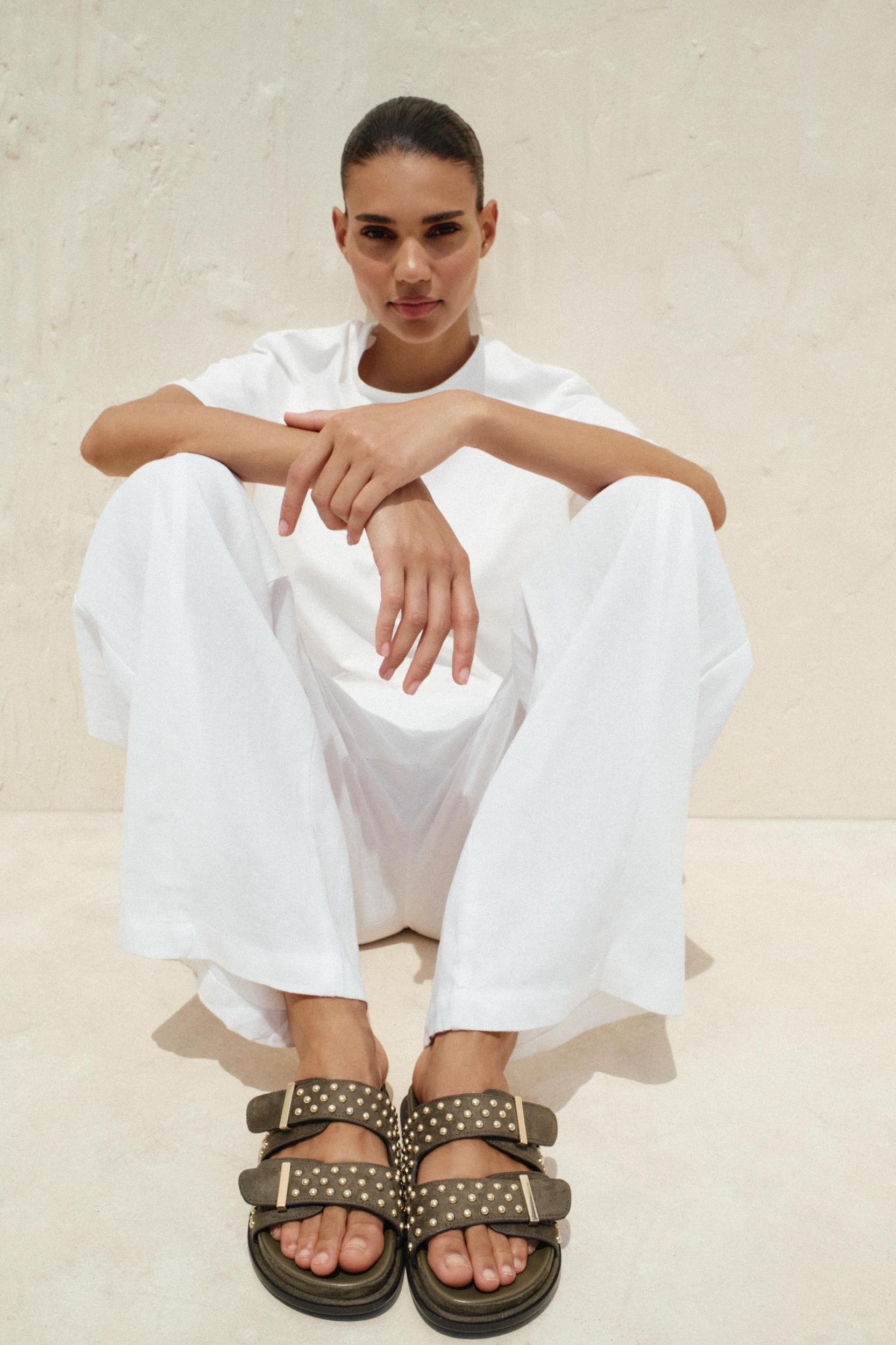 STUDDED BUCKLE SANDALS Product Image