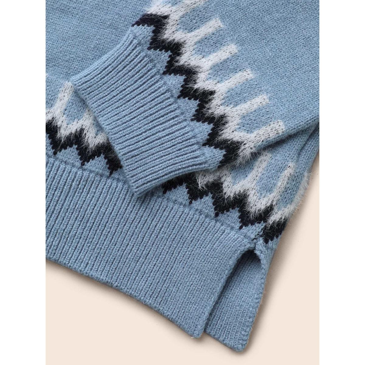 Plus Size Supersoft Essentials Boho Print Raglan Sleeve Pullover Skyblue Women Leisure Loose Long Sleeve Round Neck Casual Pullovers BloomChic 28/5X Product Image