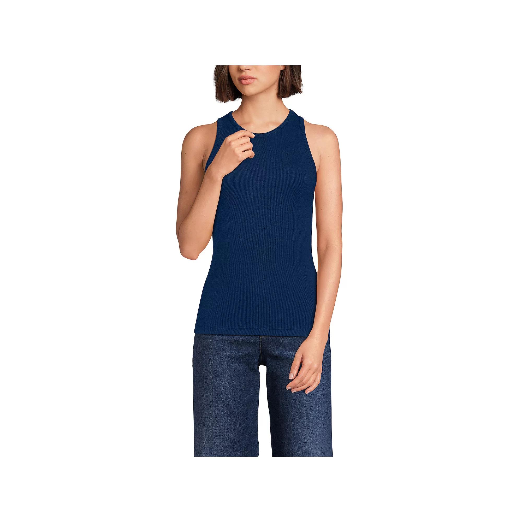 Women's Lands' End Drapey Rib Fitted Tank Top,  Product Image