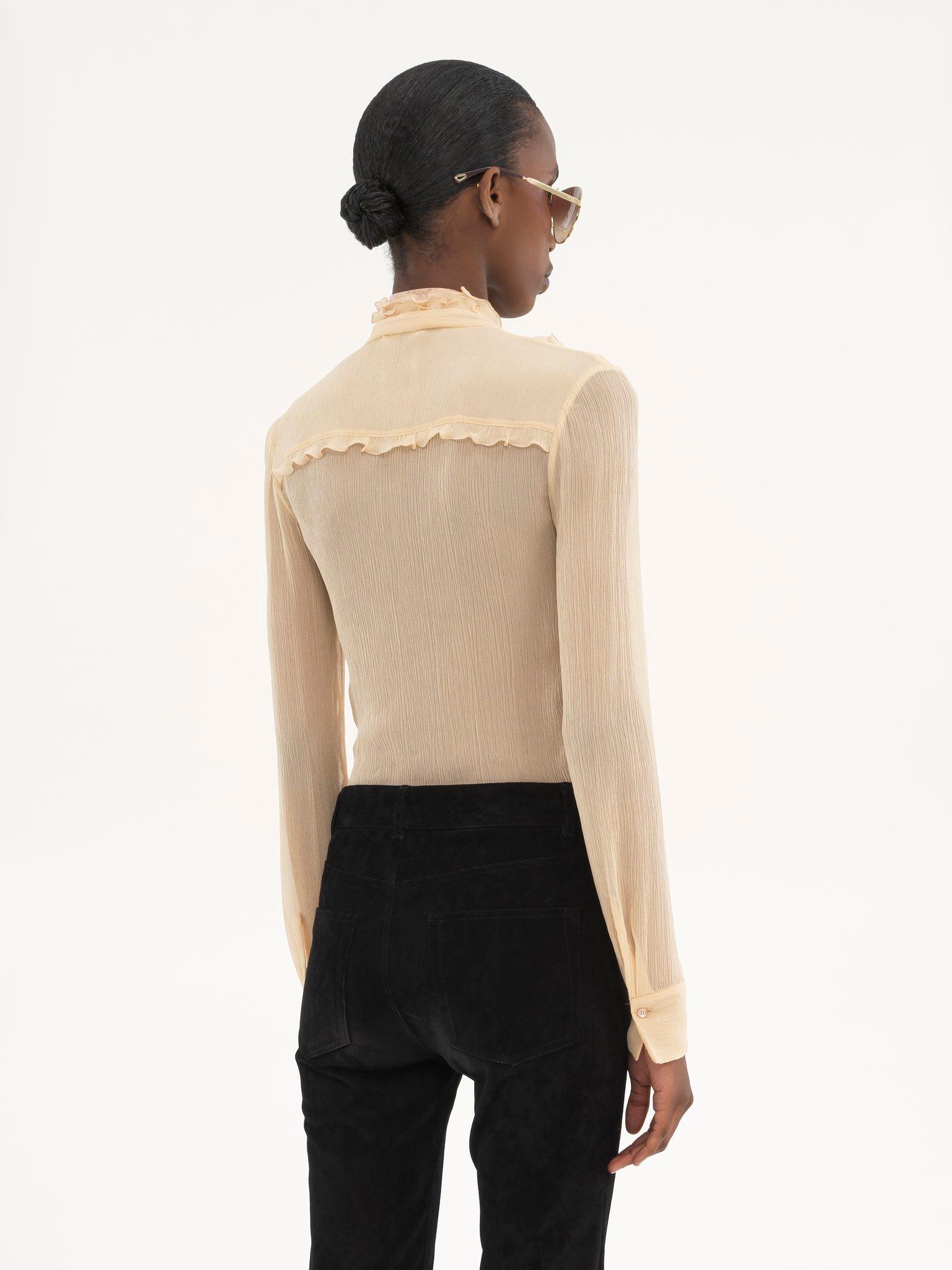 Ruffled fitted blouse in silk crêpon Product Image