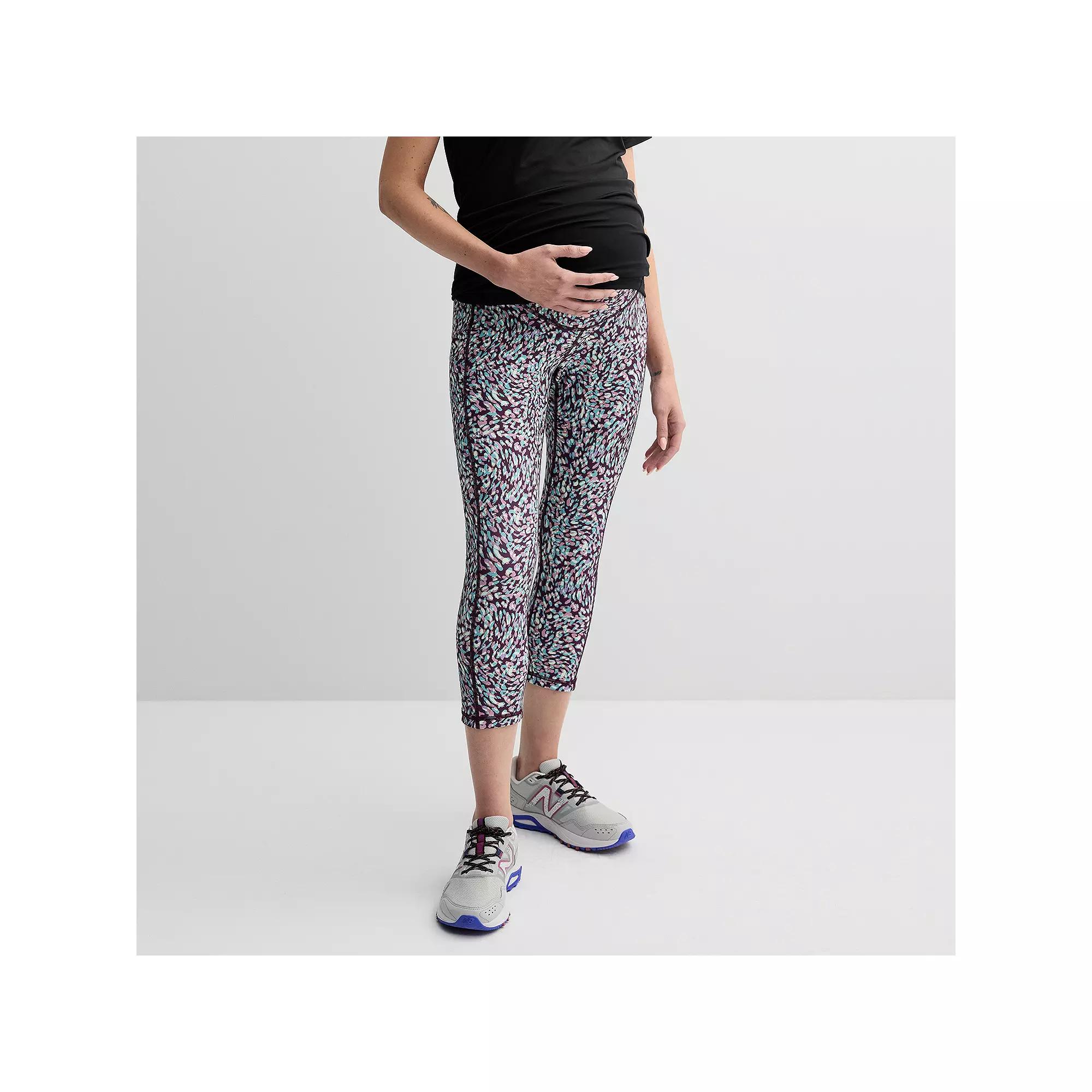 Maternity Tek Gear® Ultrastretch High Rise Capri Pants, Women's, Size: Large, Purple Spotted Product Image