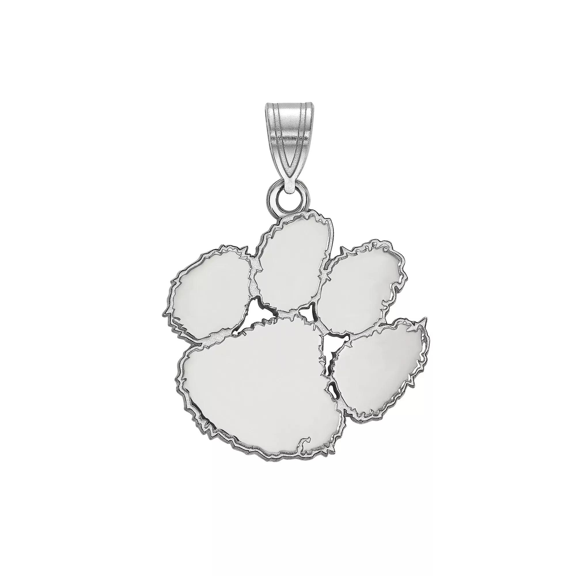 LogoArt 10k White Gold Clemson Tigers Large Pendant Charm, Women's,  Product Image