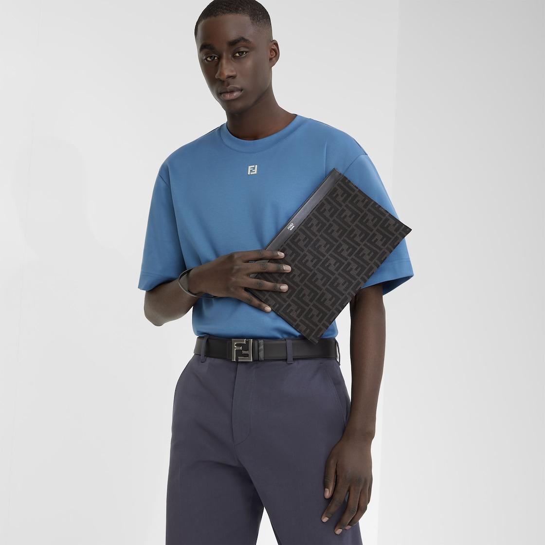 FF Jacquard Flat Pouch MediumBlack fabric pouch Product Image