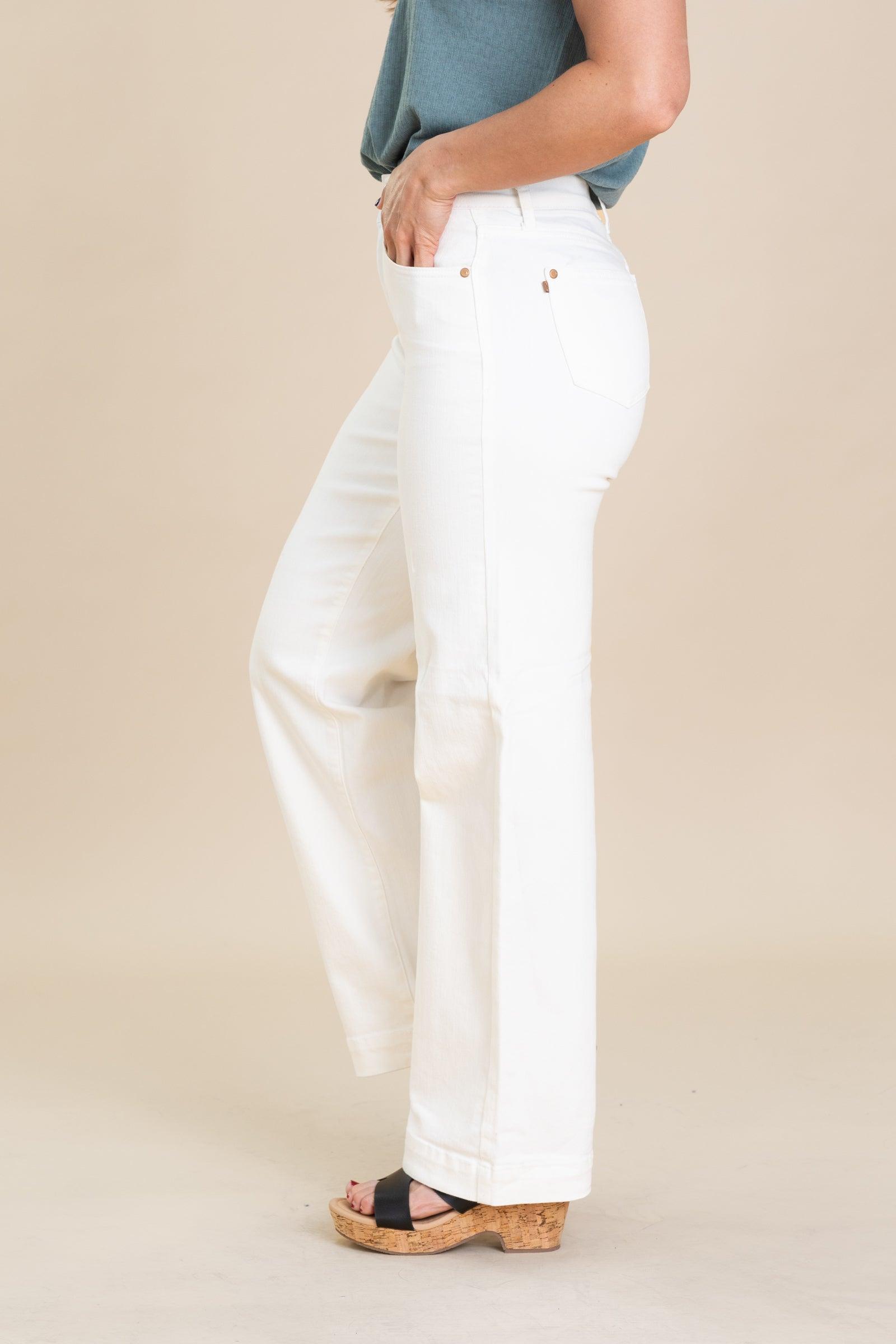 Judy Blue Off White Double Button Trouser Jean Product Image