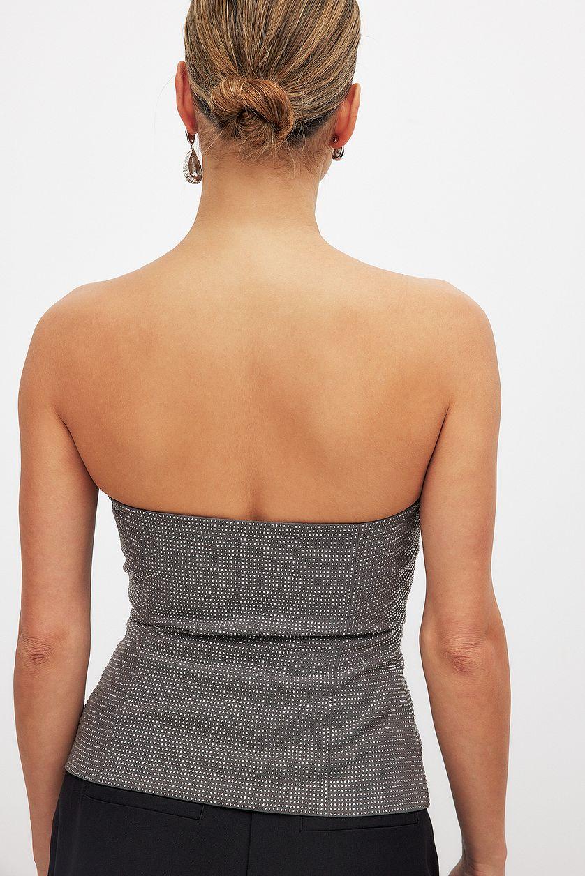 Rhinestone Corset Top Grey Product Image