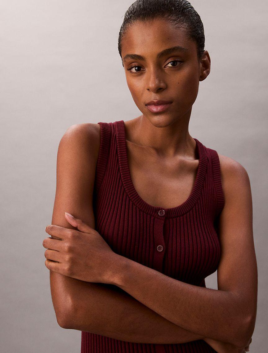 Smooth Cotton Rib Slim Midi Dress Product Image