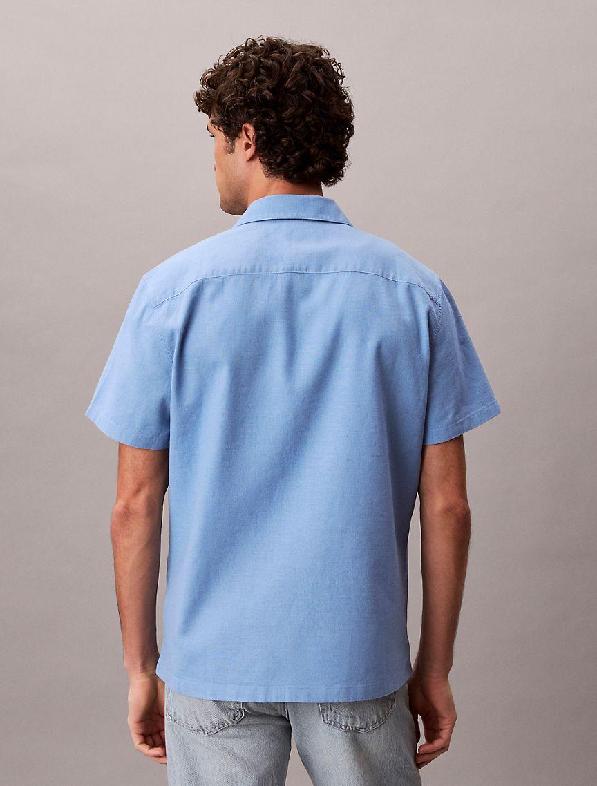Linen Cotton Short Sleeve Button-Down Shirt Product Image