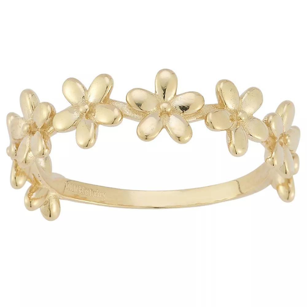 LUMINOR GOLD 14k Gold Flower Band Ring, Women's, Size: 7 Product Image
