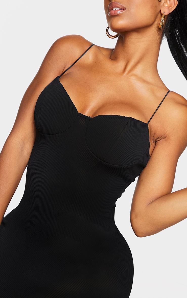 Shape Black Plisse Strappy Cup Detail Midaxi Dress Product Image