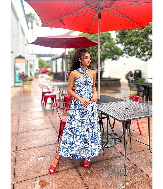 J.Marie Hayden V-Neck Sleeveless Ric Rac Trim Midi A-Line Dress Product Image