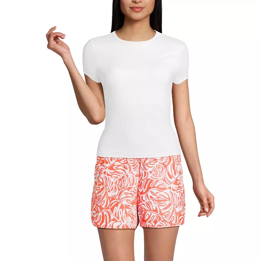 Women's Lands' End Cap Sleeve Fitted UPF 50 Rashguard with Built-In Bra, Size: Small, White Product Image