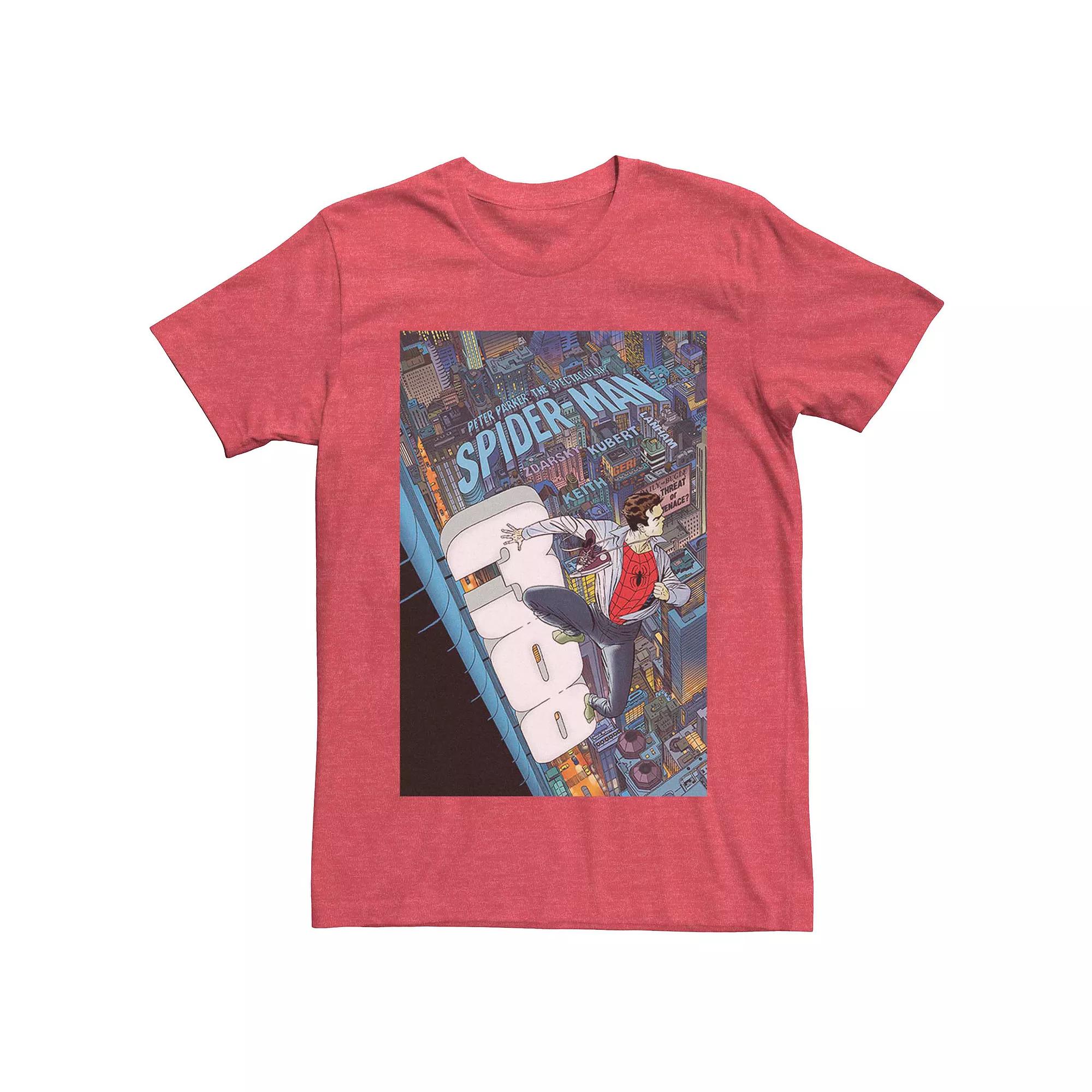 Men's Marvel's Spider-Man 300 Comic Cover Tee, Size: 3XL, Red Grey Product Image